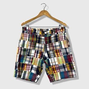 Handmade By Winnie Patchwork Shorts Mens 34 Multicolor Plaid Preppy Madras